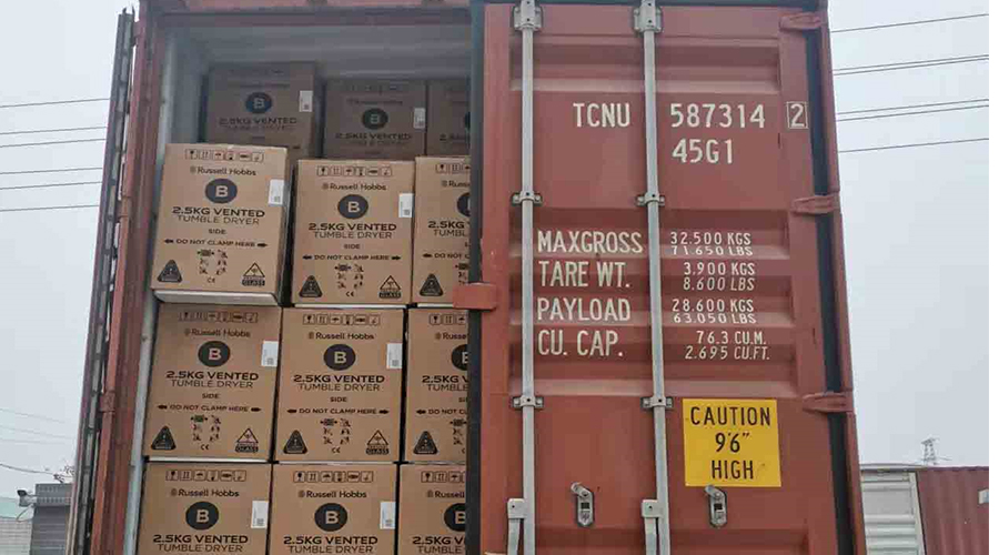 年底沖刺！順利完成英國Russell hobbs客戶的滾筒干衣機出貨